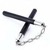 EUYOUZI Nunchaku, Rubber Safety Nunchucks Training Martial Arts with Steel Swivel Chain, Black