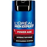 L'Oréal Crema hidratante para hombre, Antiarrugas y antienvejecimiento, Con ácido hialurónico hidratante para el envejecimiento, Para pieles secas y apagadas, Men Expert Power Age, 50ml