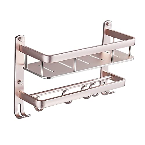 Porte-serviette rose en aluminium étagère murale salle de bain 50cm