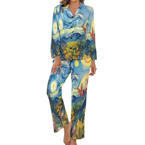 Pyjama femme chic motif vortex abstrait pour des soirées cocooning élégantes