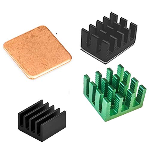 Easycargo 4pcs Raspberry Pi 4 Dissipateur Kit, Aluminium + Cuivre + ruban adhésif conductivité thermique, pour refroidissement Raspberry Pi 4 B, 3 B+, Pi 3 B, Pi 2, Pi Model B+ Cover