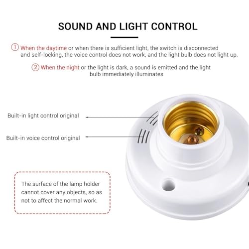 Interruptor de luz de sonido E27 con sensor de movimiento PIR automático para techo 5