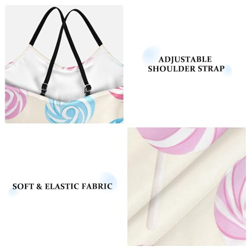 KLL Colorful Sweet Lollipop Candy Girls' 1-Piece Swimsuits Summer Swimwear Adjustable Shoulder Strap UPF 50+3
