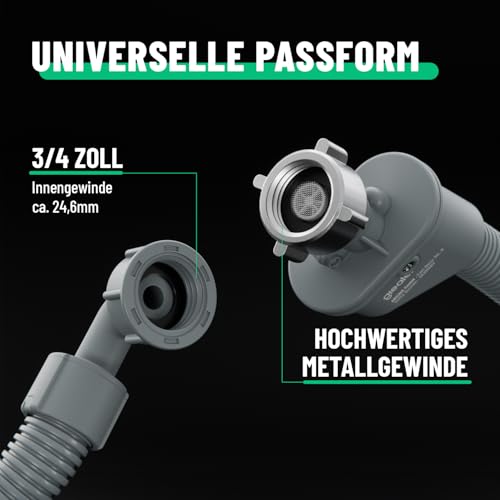 greate Waschmaschinenschlauch mit Aquastop 1,5 m - Zulaufschlauch Waschmaschine 3/4 Zoll inkl. Wasserstop Sicherheitsventil