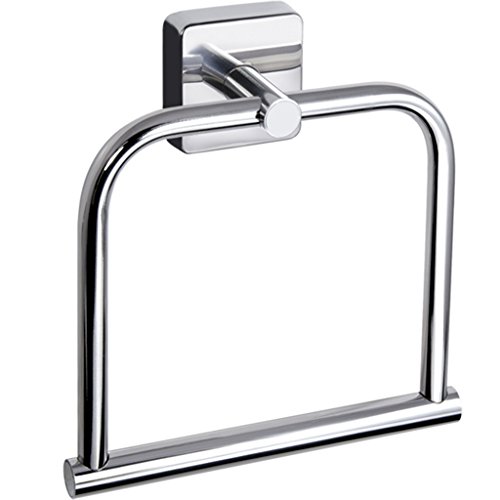 Kapitan Quattro Towel Ring Square Style Stainless Steel Bathroom Towel Hanger Holder 7.09 inches/ 18cm, AISI 304 18/10, Polished Finish, Wall Mounted 3M Self Adhesive, Made in EU, 20 Years Warranty