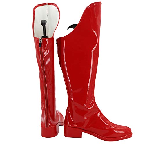 Women Superhero Danvers Cosplay Shoes Halloween Red Overknee Boots3