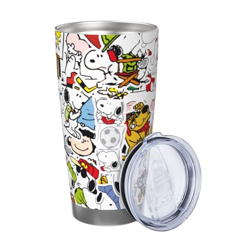 マグカップ スヌーピー (8) コーヒーカップ コンビニカップ 保冷 保温 タンブラー ステンレス製 大容量 真空断熱マグ 蓋付き 持ち運び 直接ドリップ 車用 600ml Straw Three-piece Set