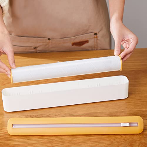Kitchen 3 In 1 Foil Baking Paper And Plastic Wrap Organizer, Plastic Wrap Dispenser With Cutter, Dispenser For Kitchen Organization And Storage - Fits 6.3-11.8 Inch Rolls (Yellow) #TOP6