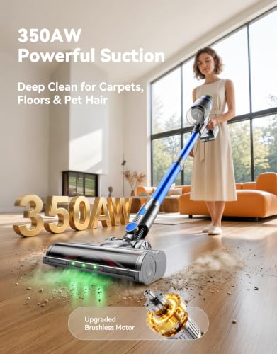 Image of Cordless Vacuum Cleaner, 350AW /70Min Vacuum Cleaners for Home, Stick Vacuum