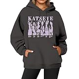Katseye - Sudadera con capucha para mujer, de gran tamaño, con capucha, elegante, modelo retro, suéter de invierno para hombres y mujeres, estilo harajuku informal, chaqueta especialmente diseñada, A