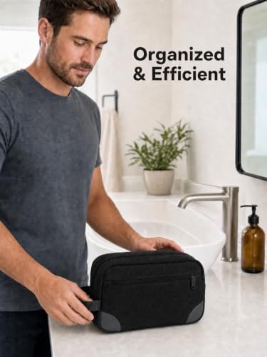 SMONT Men's Travel Toiletry Bag, Tactical Hanging Dopp Kit for Toiletries with Hanging Hook, Gym Shower Bag for Travel Accessories, Toiletry Organizer for Business Trip Weekend, Black — view 5