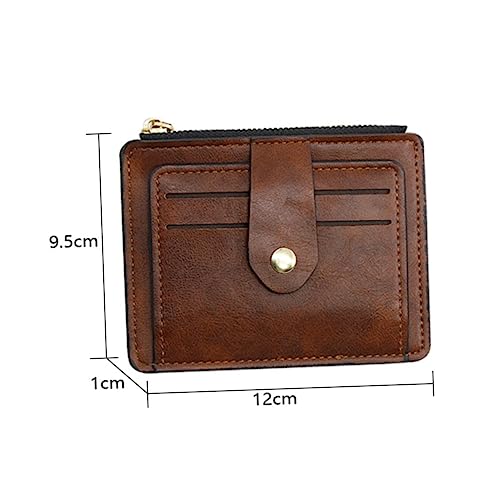 LIFKOME Simple Leather Wallet for Women Multi Card Zipper Purse Brown for Office and Parties Convenient for Credit Cards Id Cash and Coins Present for Special2