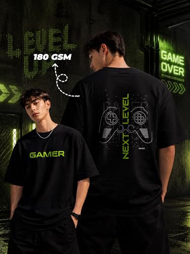 Image of fanideaz Mens Oversized Printed Half Sleeve Branded Cotton T-Shirt for Mens || Back Printed t Shirts for Men || Oversized t Shirts for Men