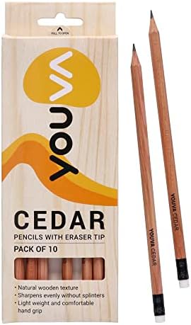 YOUVA Navneet Cedar Pencil with Eraser Tip for Students and Professionals | Writing Pencil | Pack of 10