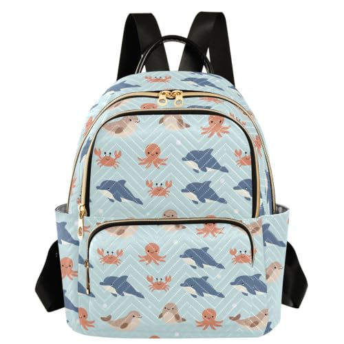 Mochila Sea Critters con 2 bolsillos grandes de poliéster ligero para mujer