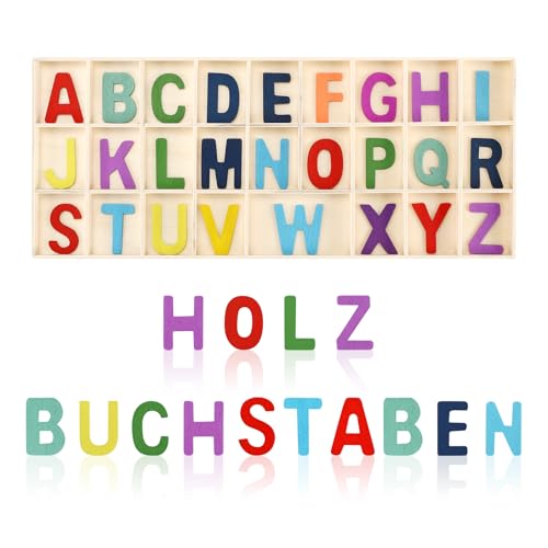 Vasmeiy 130 Piezas Letras de Maderade, Manualidades de Madera, Letras A-Z De 3 cm Para Exhibiciones de Decoración del Hogar, Manualidades, Fiestas de Bodas DIY, Letras colorida
