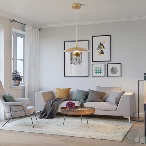 Image of Vintage Led Pendant Light Farmhouse Gold Metal Ceiling Lights Mid Century Modern Pendant Lighting Industrial Large Pendant Light for Kitchen Island Bedroom