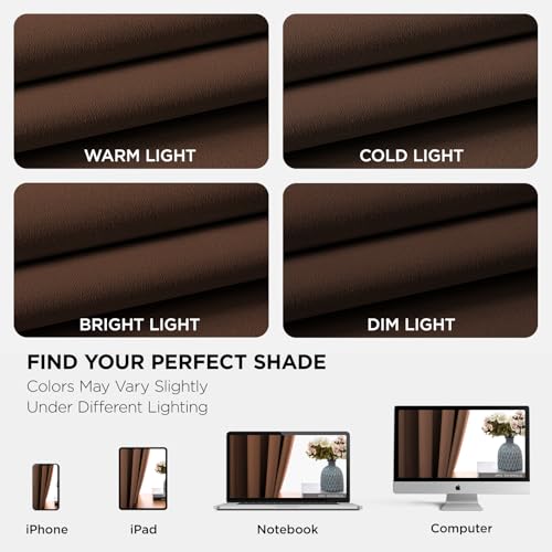 Image of Joydeco Blackout Curtains 63 Inch Length 2 Panels Set, Thermal Insulated Long Curtains& Drapes 2 Burg, Room Darkening Grommet Drapes for Living Room Bedroom Window (W52 x L63 Inch, Brown)