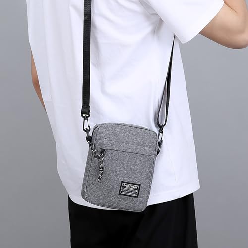 Miniatura 2 de Enreluya Bolso Bandolera Para Hombre 14 19 5cm , Bolso De Mensajero Impermeable Con Correa Ajustable Y Múltiples Bolsillos, Con Bolsillos Y Cremallera, Para Escuela Trabajo Viajes Casual, Gris