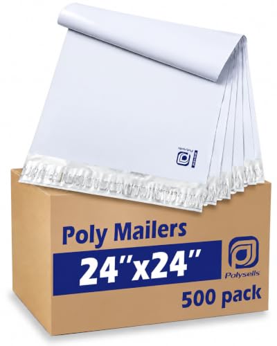 Image of POLYSELLS 24x24 White Poly Mailers 500 Pack XL Shipping Bags for Clothes