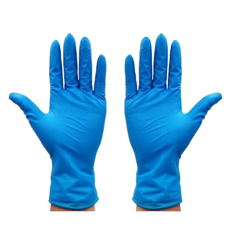 100 guanti monouso in nitrile blu for cucina, lavastoviglie, lavoro, giardinaggio, pulizia domestica, salone di bellezza(Blue 100pcs,L)