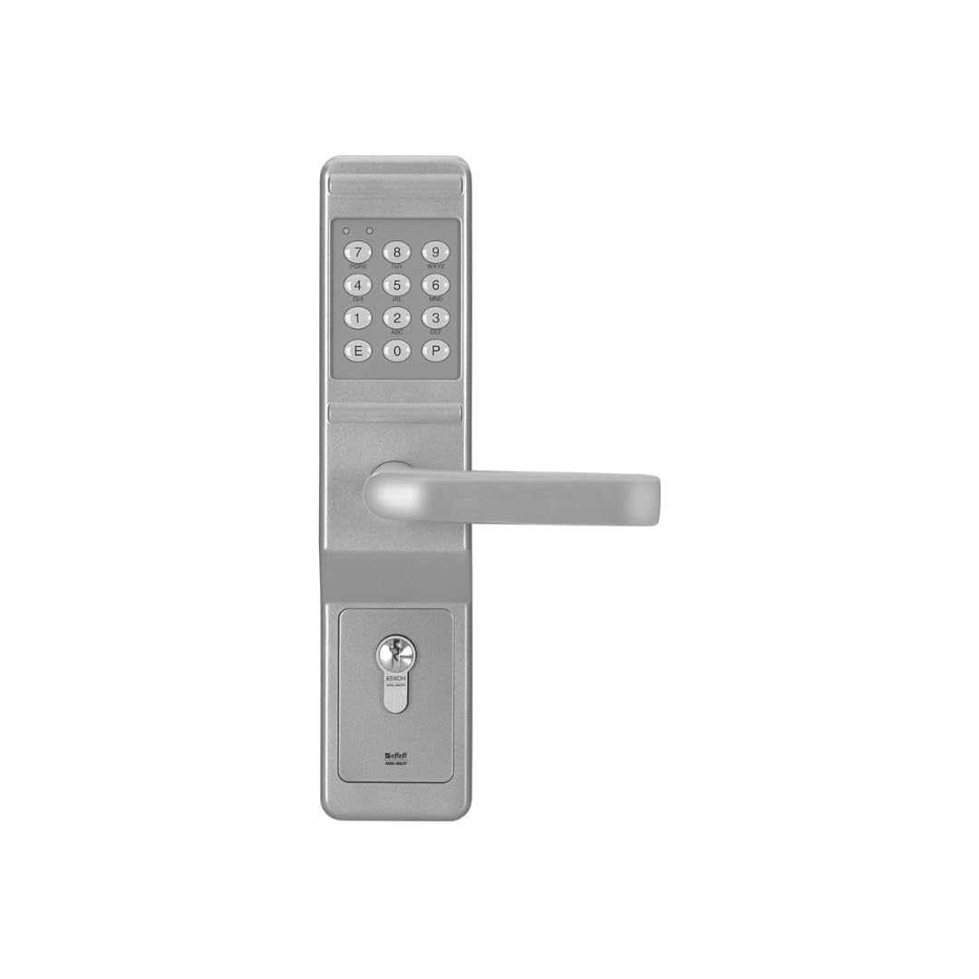ASSA ABLOY 49511 8MM VIERKANT FREILAUF AUSF.B, Türcodebeschlag ‎495118-93B87, Weißaluminium (RAL 9006), 1.000.000 unterschiedliche Codevarianten möglich, Geistiger Verschluss
