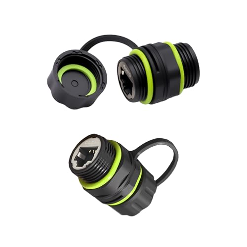 Danfetsoy RJ45 Panel Mount Coupler IP68 Waterproof, RJ45 Connector Waterproof Shielded Suitable CAT6/5E/5 for Outdoor Cameras, Electronic Equipmer, Nautical Aeronautical, etc (2 Pack)