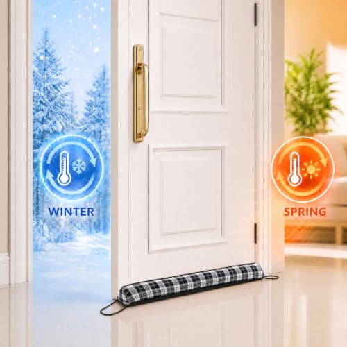 Image of Sunolga Door Draft Stopper, Removable Washable Cover, 38 inch, Balck & White