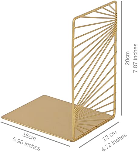 INDIAN DECOR 6750 Pair of Decorative Bookends/Modern Book Ends/Bookshelf Dividers/Book Stoppers, Heavy Duty Bookends for Heavy Books, Decorative Gold Bookends, Metal Bookends - Golden 1