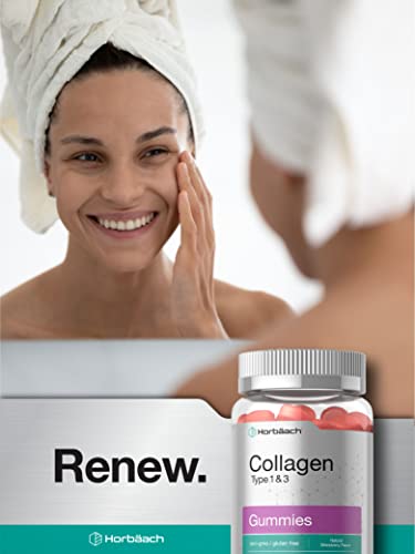 Collagen Gummies | 90 Count | Strawberry Flavored Gummy | Hydrolyzed Collagen Type 1 And 3 | Non-Gmo, Gluten Free | By Horbaach #TOP5