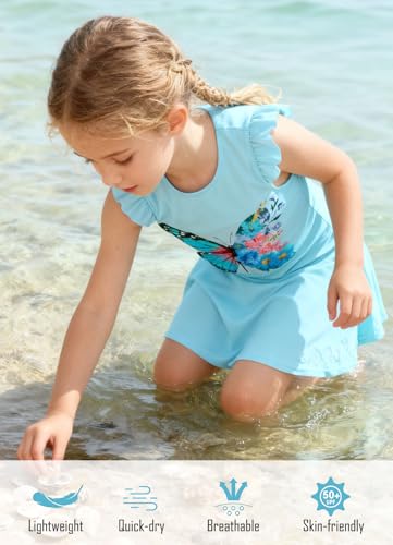 Image of Girls Swimsuit 2 Piece Ruffle Bathing Suit UPF 50+ Tankini Swimsuit Skirt with Lining Size 3-10