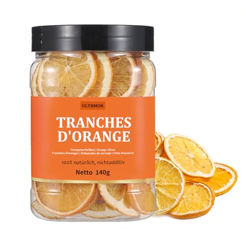 Tranches d'orange séchées 140g, 100% naturelles, sans additifs artificiels ni sucre supplémentaire