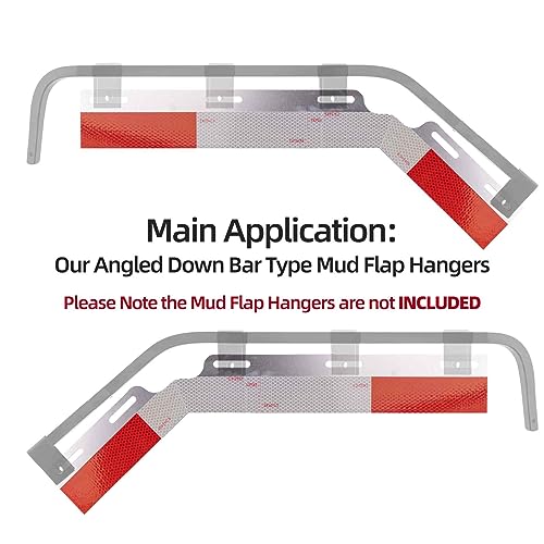 Image of Aluminum Mud Flap Reflective Strip Kit with DOT-2 Certified Reflective Strips 24 inch X 3 inch, for Truck Rear Bar Type Mud Flap Hangers - UnEqual Angle Down Type, Pack of 1 pcs (1 Pair)