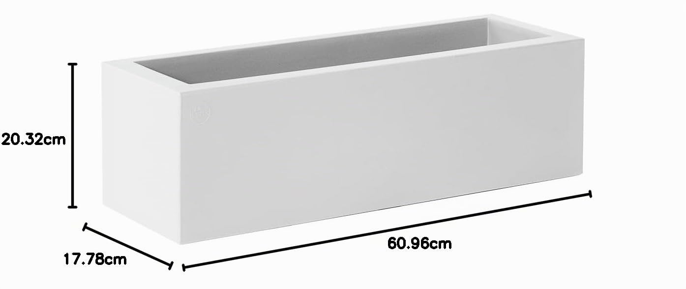 newgarden wgarden fioriera rettangolare bianca 60 x 20 cm, vaso per esterno e interno, balcone e terrazza – Jara