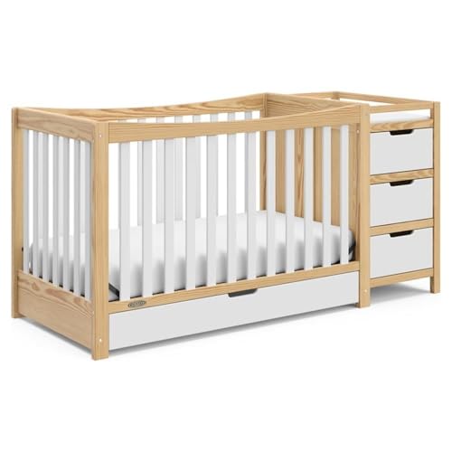 Image of Pemberly Row 4-in-1 Wood Convertible Crib & Changer in White/Natural
