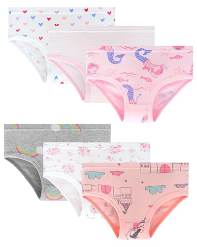 Toddler Underwear Girls Panties Kids Briefs Comfortable Cotton Soft Cute Pattern 6 Pack for 2-8 Years