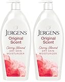 Jergens Original Scent Dry Skin Lotion, Body and Hand Moisturizer for Long Lasting Skin Hydration, with HYDRALUCENCE blend and Cherry Almond Essence, 32 Ounce (Pack of 2)