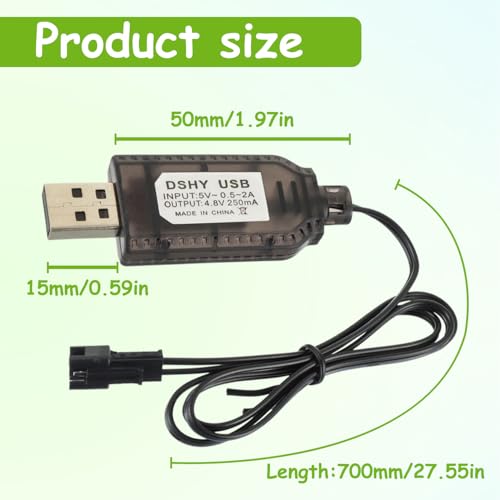EPLZON 4,8 V Cable Carga de batería, Adaptador de Enchufe SM-2 Pines, Utilizado en avión RC, Tanque RC, Vehículo Modelo RC, Coche Buggy, Camión, Coches de Carreras (2 Piezas) - imagen 2