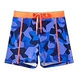 Keyck Maillot de Bain Garçon Enfant Court Moulant Short de Bain avec Doublé Cordon Réglable Respirant Séchage Rapide Slip de Bain Respirant Natation Plage Surf pour Enfants 7 8 Ans, Imprimé