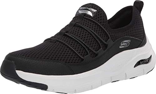 Skechers Women's Arch Fit Lucky Thoughts Trainers, Black Black Mesh White Trim BKW, 10