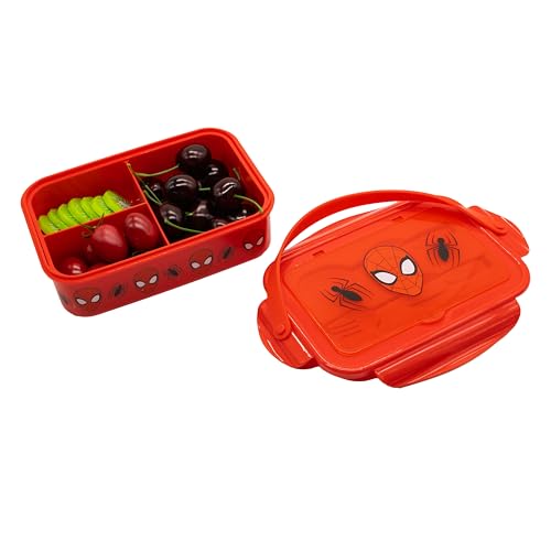 Image of Fast Forward Spiderman Bento Lunch Box for Kids | Marvel Food Container with Utensils | BPA-Free Toddler Lunch Kit with 3 Compartments | Bento Snack Box with Spoon & Fork | Ages 4+