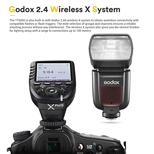 Image of Godox TT685II TT685II-F Flash for Fuji, 2.4G Fujifilm Flash Speedlite HSS 1 /8000s GN60, TCM Instant Conversion, Quick Release Lock, External Flash Speedlite Compatible for Fujifilm Camera