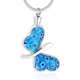 memorial jewelry Collana con farfalla per cremazione per ceneri ricordo per le ceneri dell'amato ciondolo urna farfalla cremazione collana per ceneri per donne, Acciaio inossidabile, Nessuna pietra