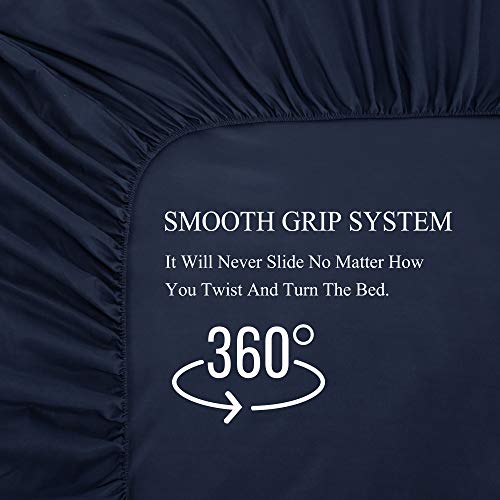 4 piece Bed Sheet Set (Double,Blue) 1 Flat Sheet,1 Fitted Sheet and 2 Pillow Cases,Brushed Microfiber Luxury Bedding… - Image 5