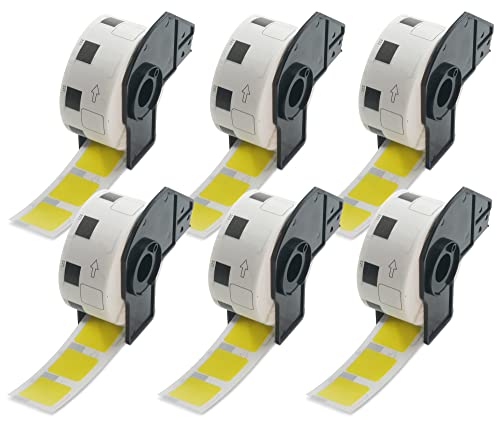 BETCKEY - 6 Rolls DK-11221 Colored Labels, 23mm x 23mm, Black on Yellow, 6000 Square Labels Using for QL Label Printers
