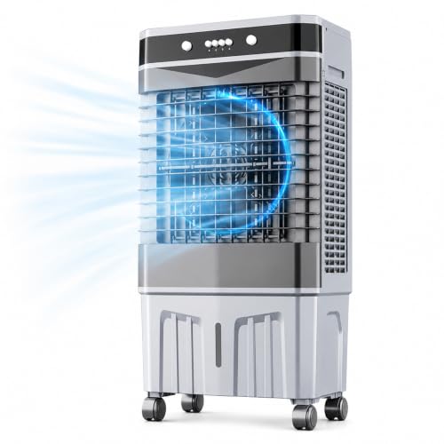 Mobiler Verdunstungskühler 4 Modellvarianten 80W/150W mit 40-55L Tank, 3 Geschwindigkeiten Rollräder, für Haushalt & Gewerbe, Kühlfläche 15-60 qm 48 * 35 * 110cm