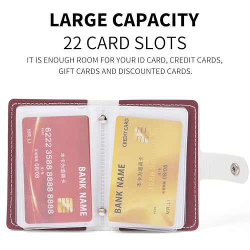 Image of RNIEGA Card Holder for Women Small Womens Wallet Vegan Leather RFID Blocking Transparent Card Case with 22 Slots
