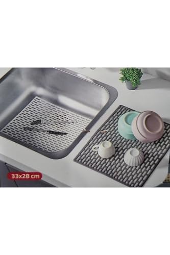 Seahome Dikdörtgen Silikon Lavabo Buzluk Matı 33X28 Cm Antrasit Renk 1 Adet Isglvb112