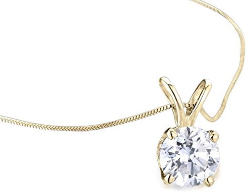 Clara Pucci 2.70 Ct Brilliant Round Cut Conflict-Free Vvs1 Ideal Gemstone Simulated Diamond Solid 14K Yellow Gold Solitaire Pendant Box Necklace 16" Chain #TOP7