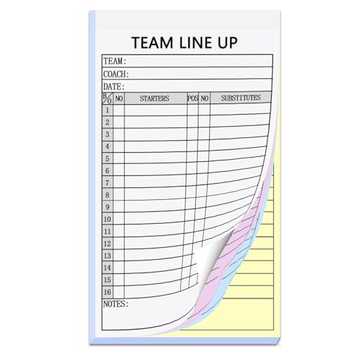 XUEJITECH 30 Sets Baseball/Softball Lineup Cards, 4-Part Carbonless Copies with Tearing Line...